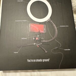 Adjustable Black Tripod with Ring Light and Smartphone Mount